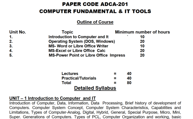 ADCA Computer Course Syllabus Check Full Curriculum ADCA Computer Course Syllabus Check Full Curriculum