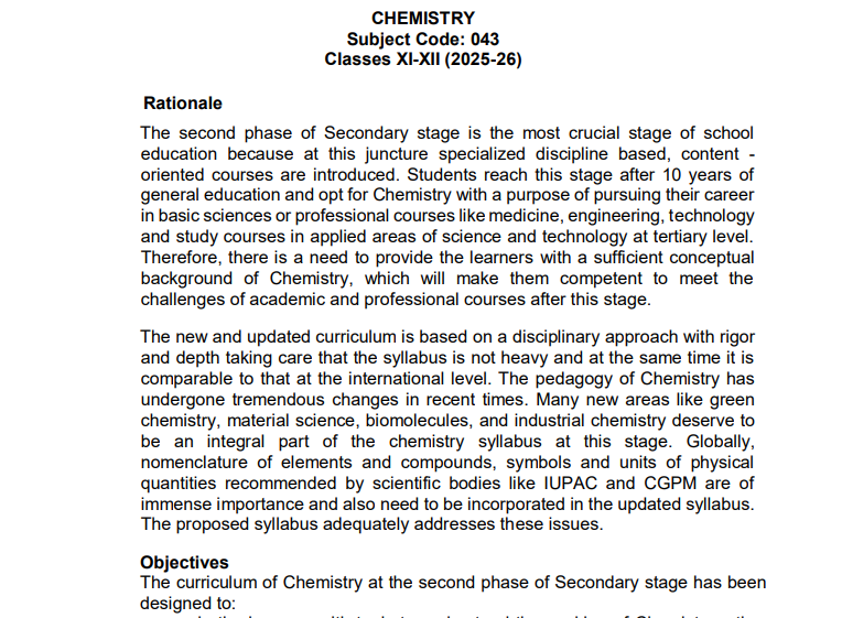 cbse class 12 chemistry syllabus