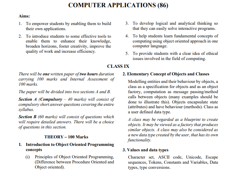 icse class 10 computer application syllabus