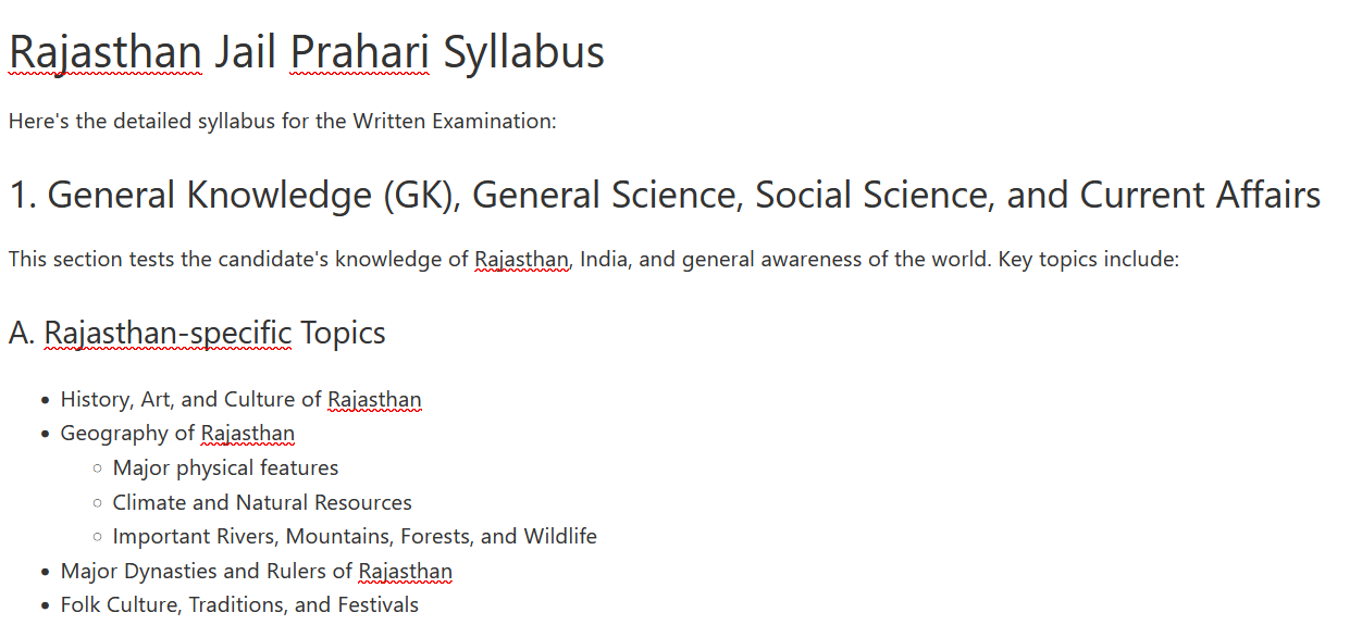 Rajasthan jail pehari syllabus