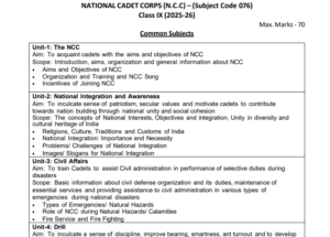 CBSE Class 10 NCC Syllabus 2025-26, Download PDF