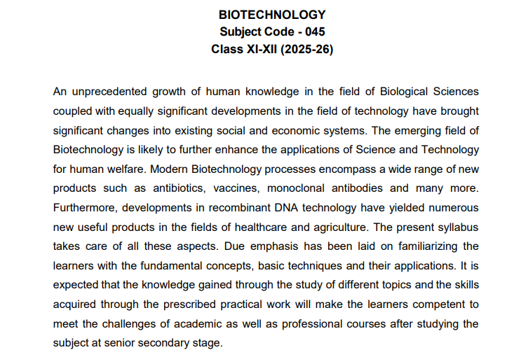 cbse class 12 bio technology syllabus