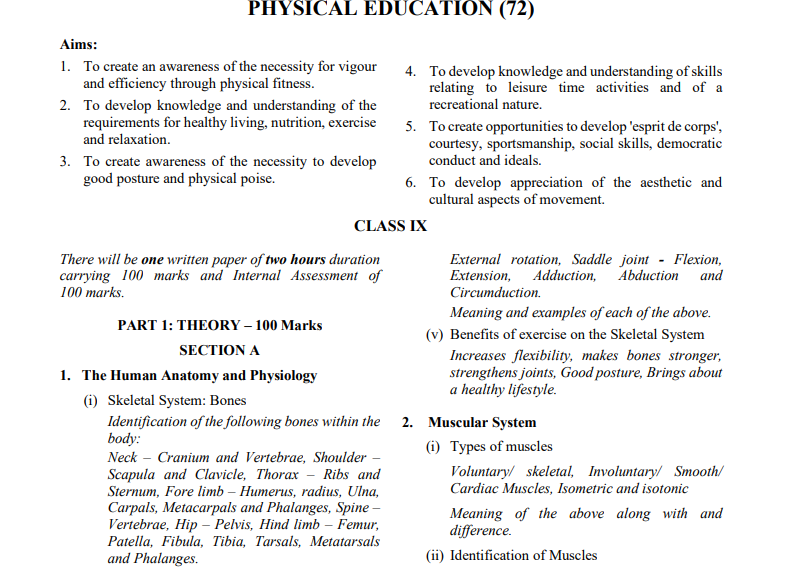 class 12 physical education syllabus