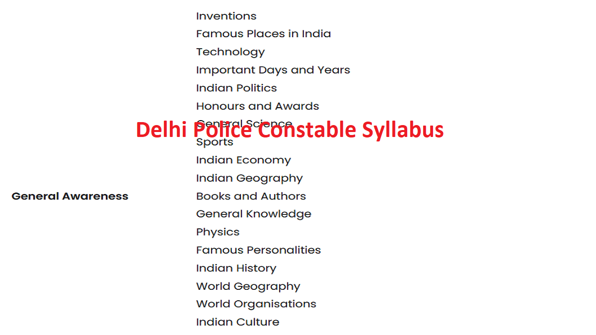 delhi police constable syllabus