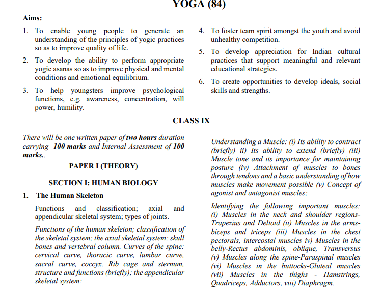 icse class 10 yoga syllabus