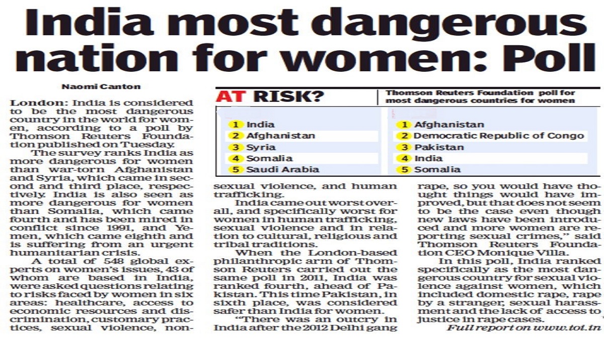 unsafe country for women