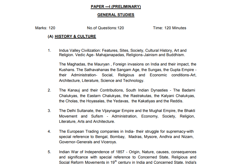 appsc group 1 syllabus snap