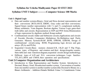 Bihar STET Syllabus 2026 for Paper 1 and 2, Exam Pattern