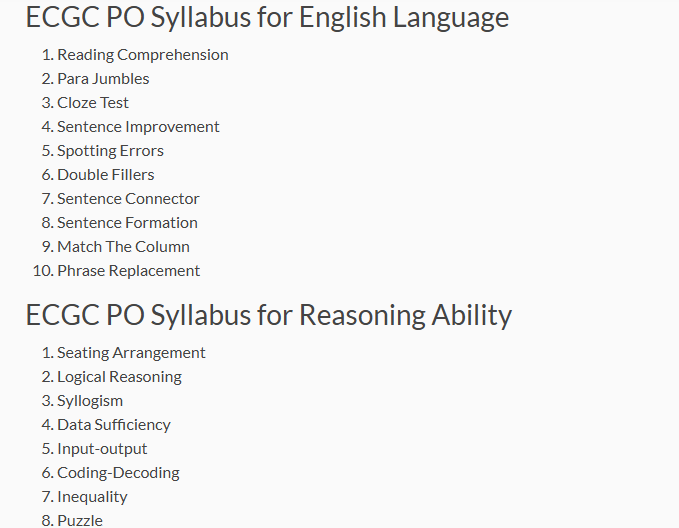 Ecgc Syllabus