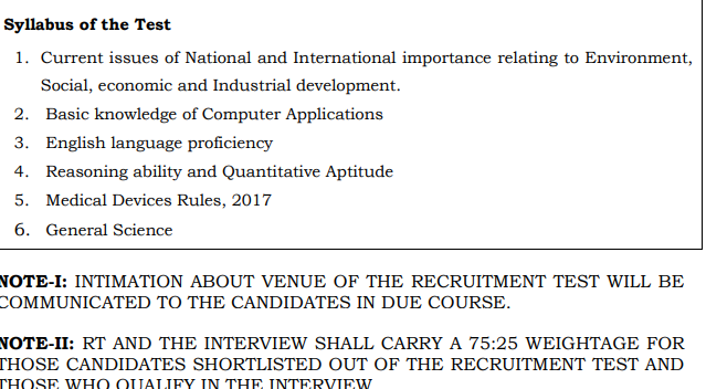 upsc drug inspector syllabus