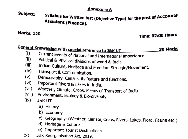 jkssb aa syllabus