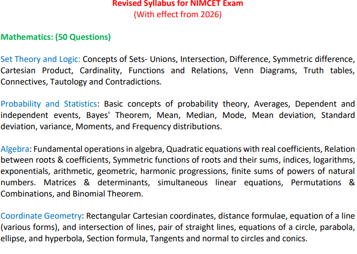 nimcet syllabus