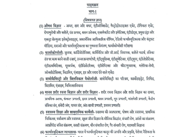 upsssc pharmasist syllabus