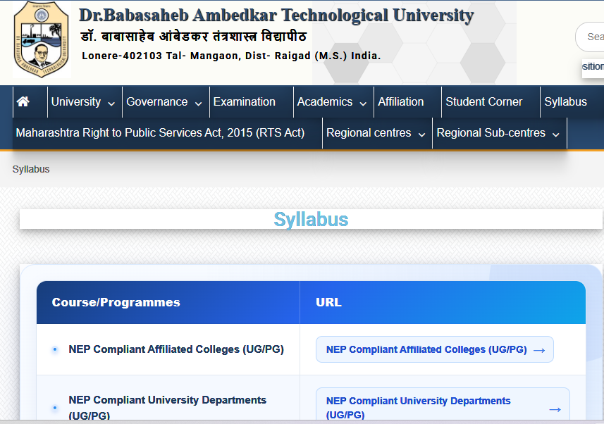 dbatu syllabus