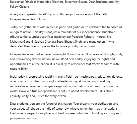 Independence Day Speech